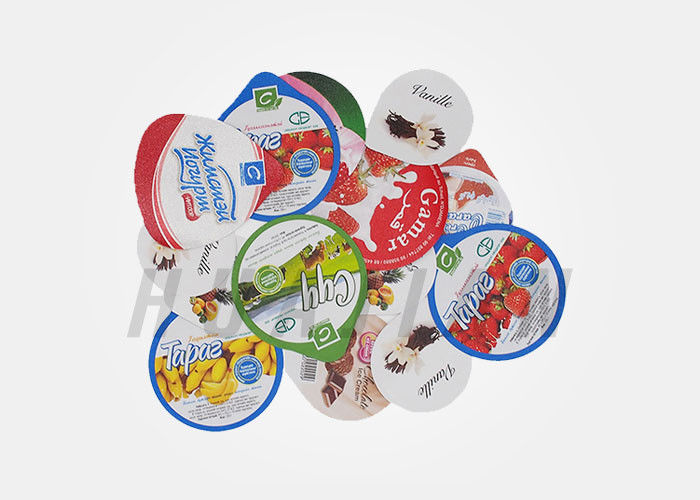 Giấy nhôm cho cốc sữa chua con dấu. Giấy nhôm cao 30-50 μM với sơn lót không màu hoặc sơn mài nitro trắng
